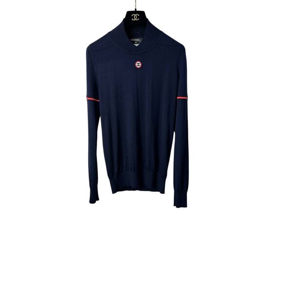 Chanel Navy CashmereCC Logo Jumper Sz.40 - Picture 1 of 8